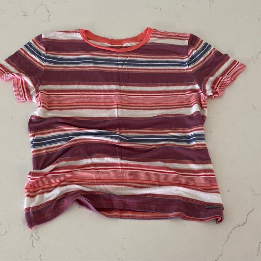 Abercrombie & Fitch Essentials Pink Striped Crop Top T Shirt Size Women's XS